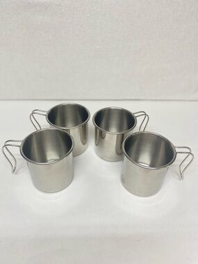 Coleman Camping Cups Set of 4 All Metal Loop Handle Outdoors or Indoors Durable
